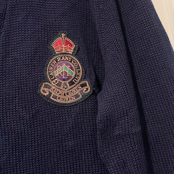 Lauren Ralph Lauren Knitted Cowl Neck Embroidered Cardigan 100% Cotton Size XL - Picture 2 of 10